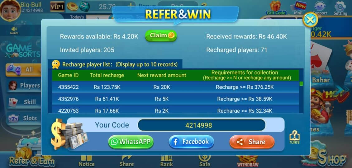 Dragon Club Share & Invite - Earn rewards for every friend who registers and recharges